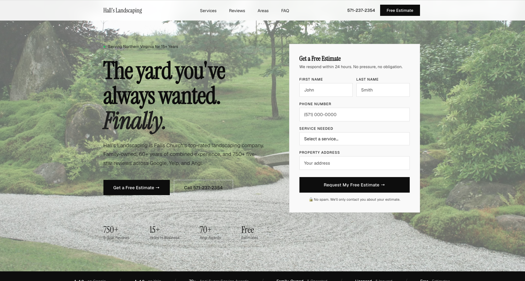 Hall's Landscaping & Design website