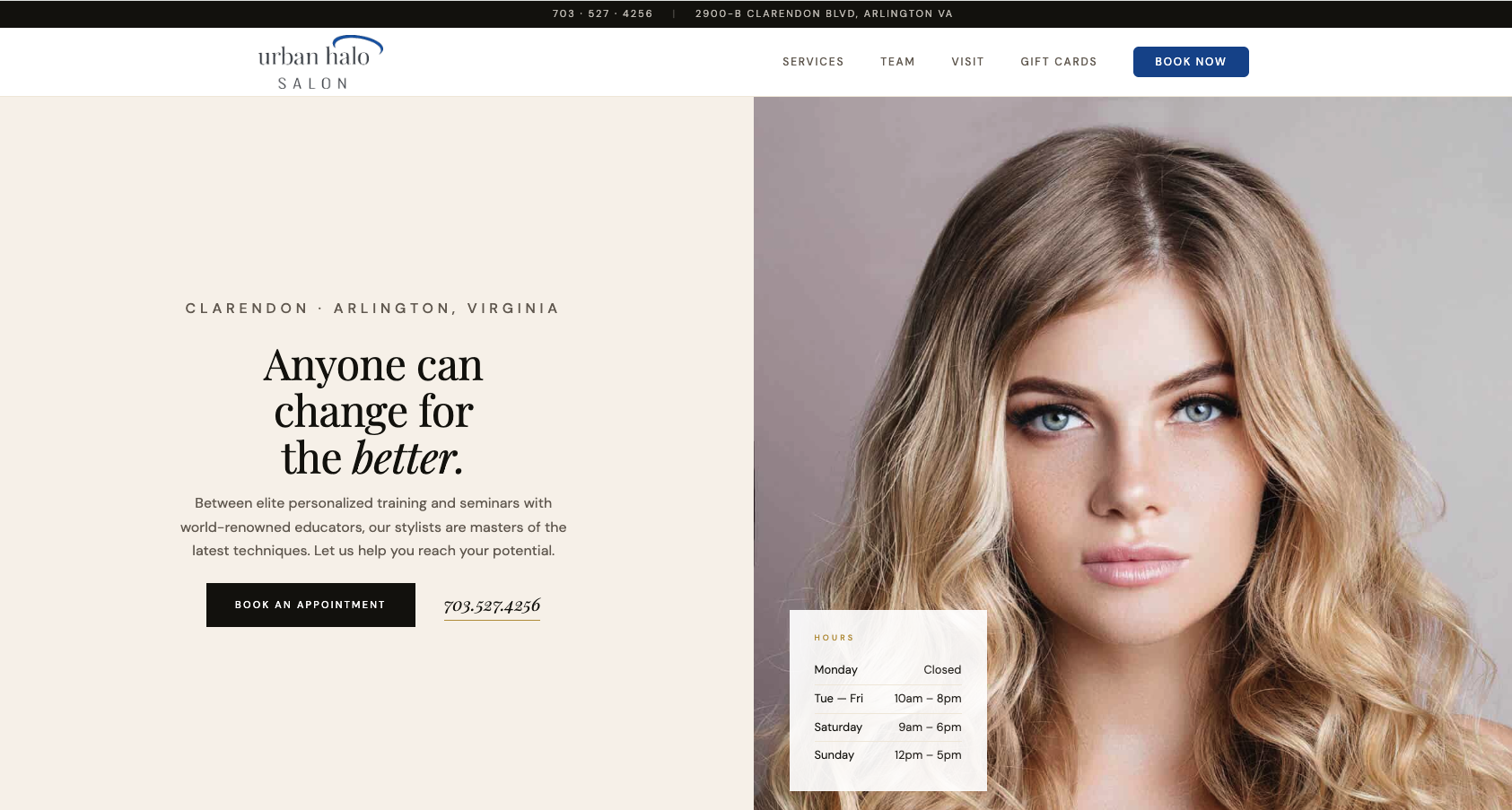 Urban Halo Salon website